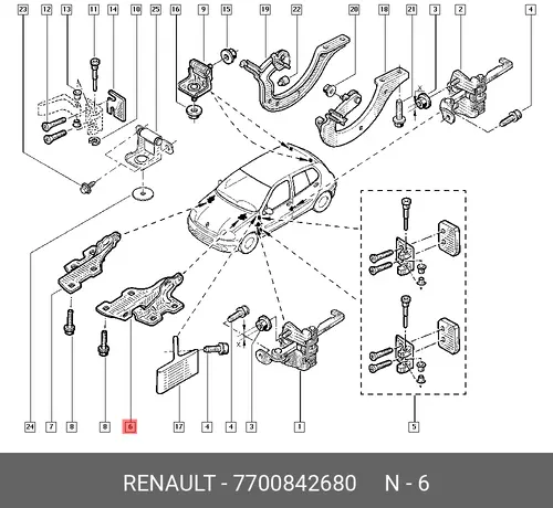  КРЕПЛЕНИЕ КАПОТА 7700842680 RENAULT