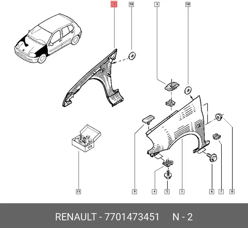 Крыло RENAULT 7701473451