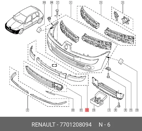 Накладка бампера 7701208094 RENAULT