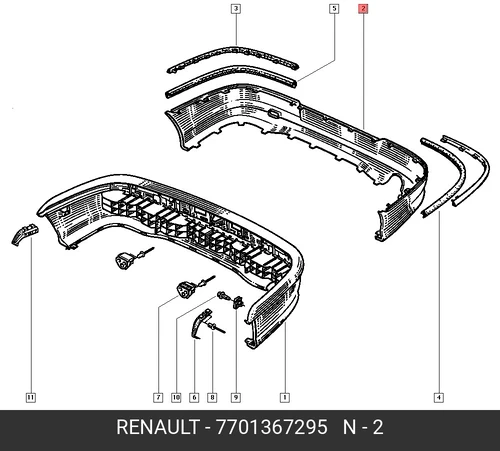 Бампер задний 7701367295 RENAULT