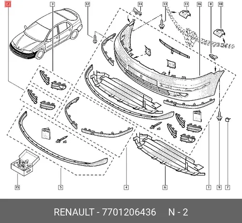 Решетка бампера RENAULT 7701206436