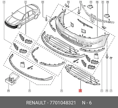 7701048321 НИЖНИЙ ОБТЕКАТЕЛЬ КП (ПЛАС) RENAULT