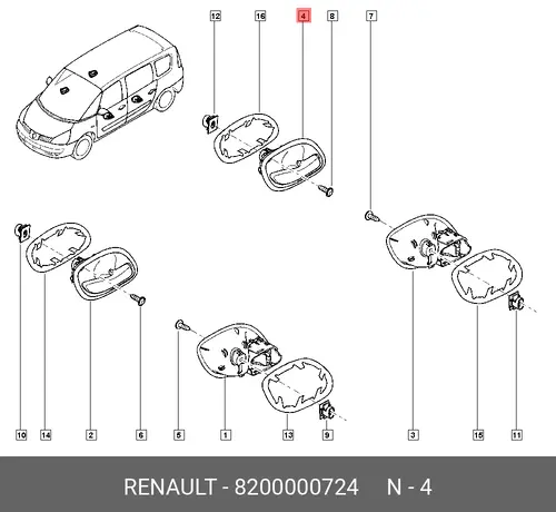 Ручка двери RENAULT 8200000724