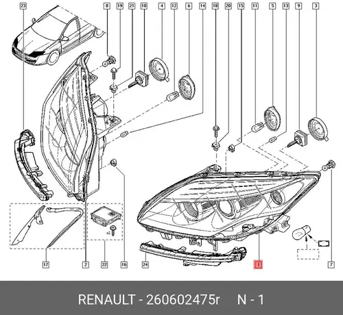Фара RENAULT 260602475R