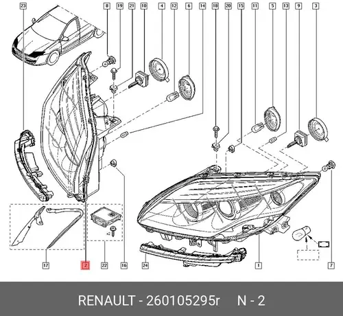 Фара RENAULT 260105295R