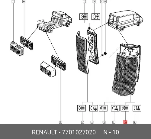стекло фонаря 7701027020 RENAULT