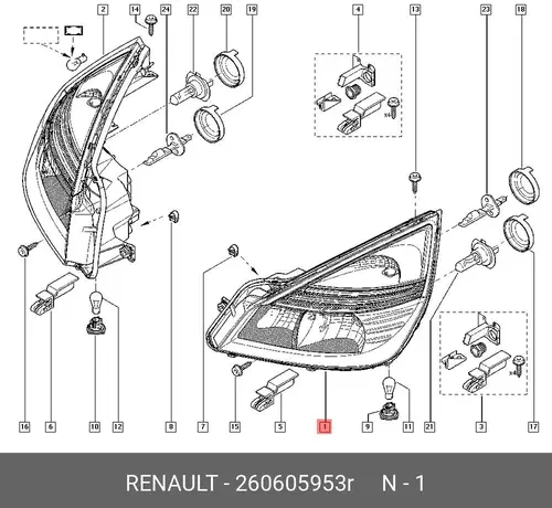 Фара RENAULT 260605953R