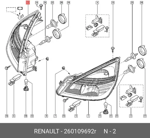 Фара RENAULT 260109692R