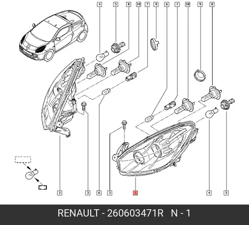 Фара RENAULT 260603471R
