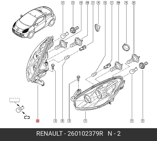 Фара RENAULT 260102379R