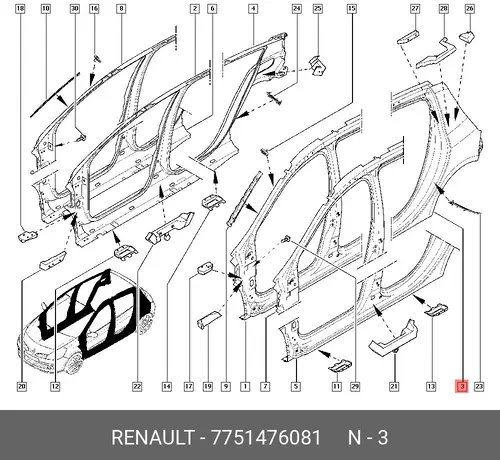 Крыло RENAULT 7751476081