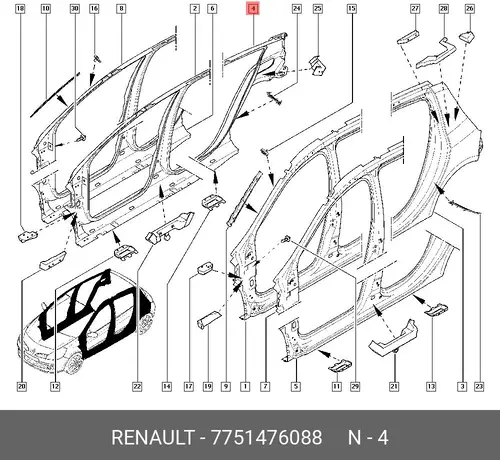 Крыло RENAULT 7751476088