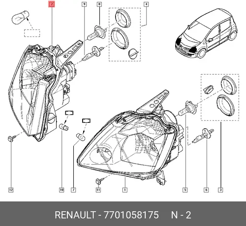 Фара RENAULT 7701058175