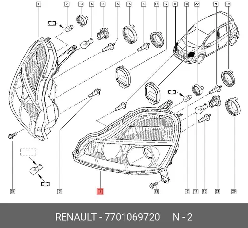 Фара RENAULT 7701069720