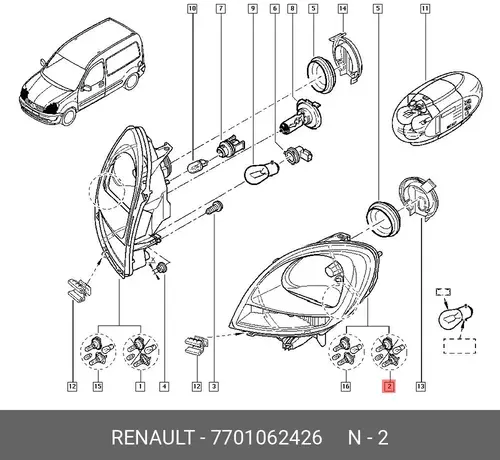 Фара RENAULT 7701062426
