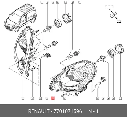 Фара RENAULT 7701071596