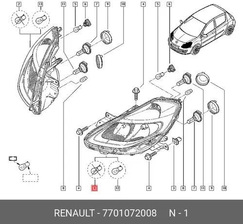 Фара RENAULT 7701072008