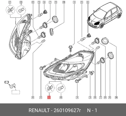 Фара RENAULT 260109627R