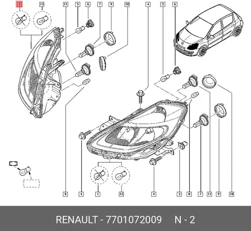 Фара RENAULT 7701072009