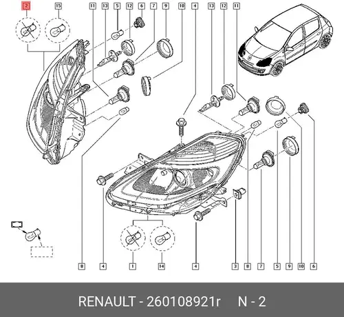 Фара RENAULT 260108921R