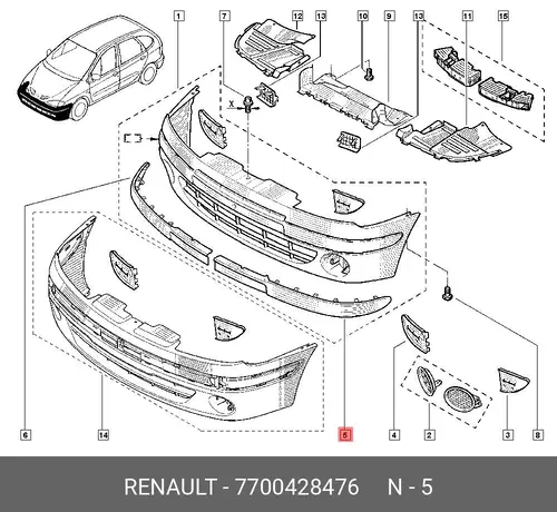 Молдинг бампера левый 7700428476 RENAULT