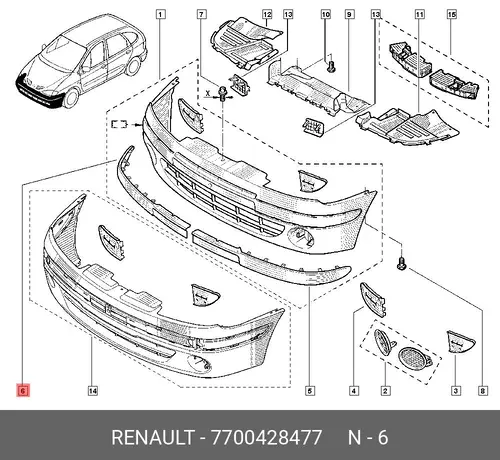 Молдинг бампера правый 7700428477 RENAULT