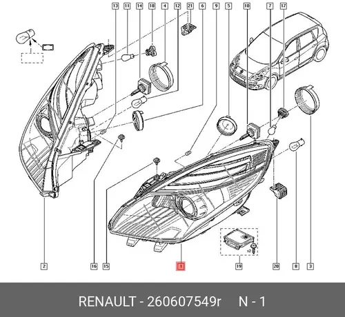Фара RENAULT 260607549R