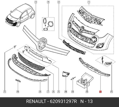 Усилитель бампера RENAULT 620931297R