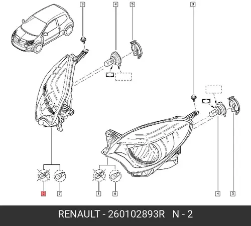Фара RENAULT 260102893R