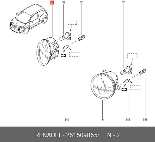Фара противотуманная RENAULT 261509865R