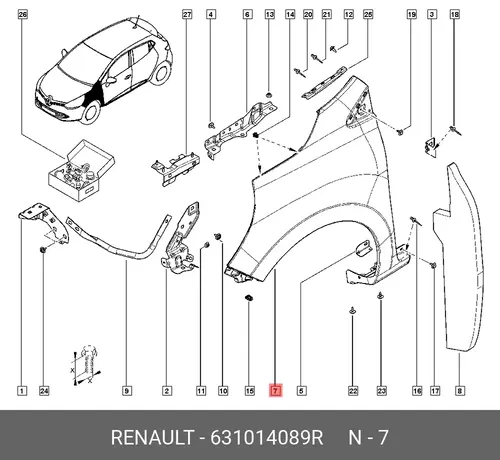Крыло RENAULT 631014089R
