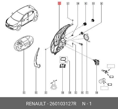 Фара RENAULT 260103127R