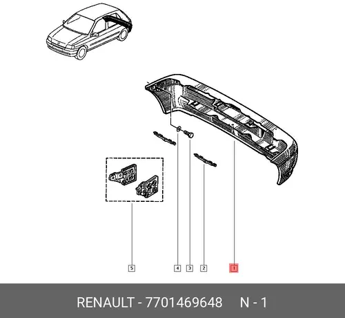Бампер задний 7701469648 RENAULT