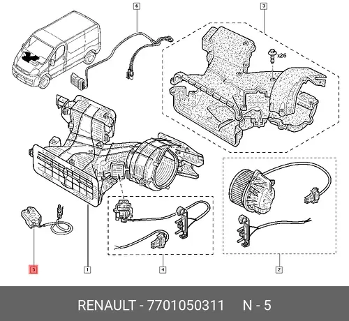 7701050311 MOTOR ASSY, WINDSHIELD WIPER RENAULT