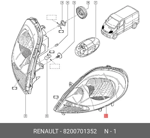 Фара RENAULT 8200701352