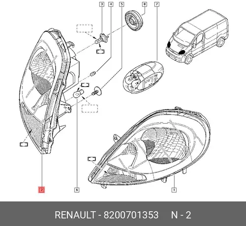 Фара RENAULT 8200701353
