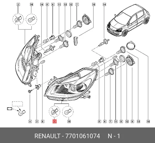 Фара RENAULT 7701061074