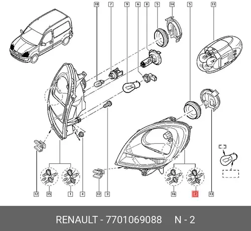 Фара RENAULT 7701069088
