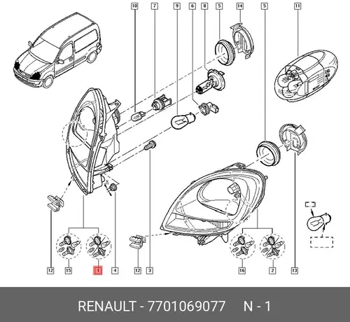 Фара RENAULT 7701069077