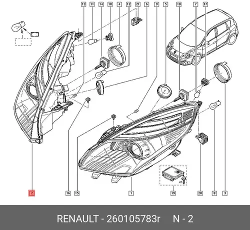 Фара RENAULT 260105783R