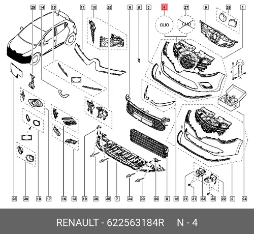 Бампер передний 622563184R RENAULT