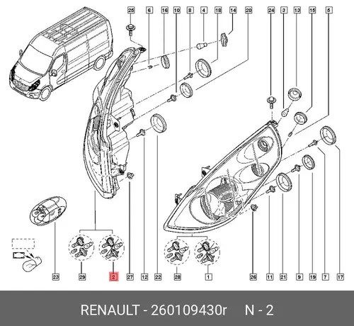 Фара RENAULT 260109430R
