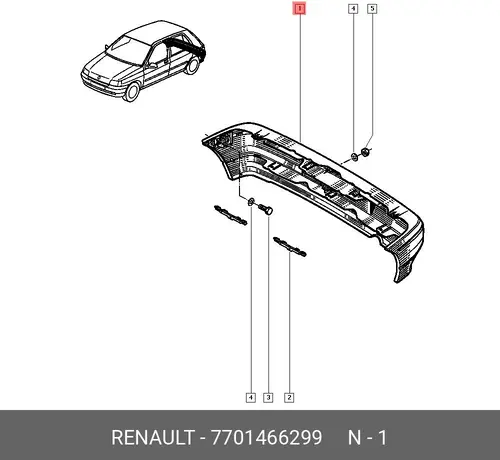 Бампер задний 7701466299 RENAULT