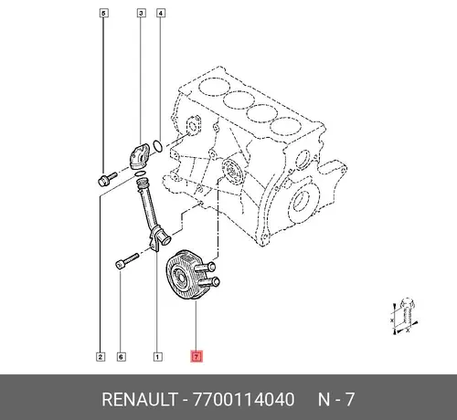 Масляный радиатор RENAULT 7700114040