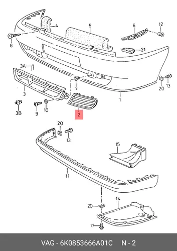 Решетка бампера VAG 6K0853666A01C