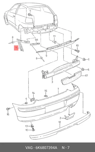 Кронштейн бампера правый 6K6807394A VAG