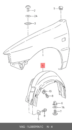 Подкрылок VAG 1L0809961C
