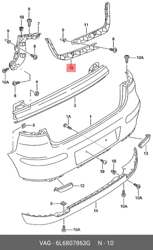 Кронштейн бампера левый 6L6807863G VAG