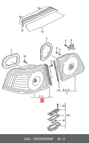 Фонарь задний VAG 3D0945096F