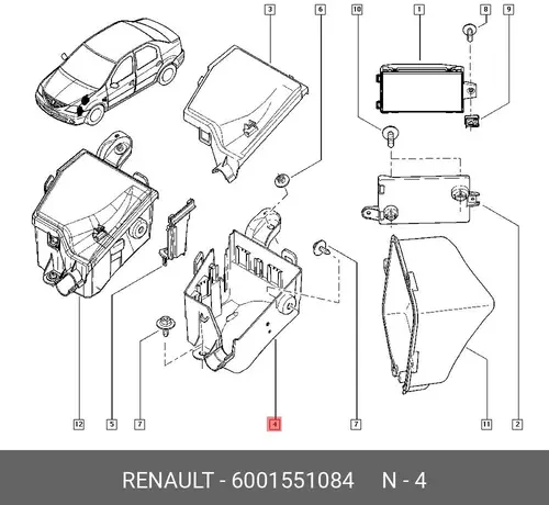 БЛОК РЕЛЕ, КОРПУС RENAULT ОРИГИНАЛ 60015 6001551084